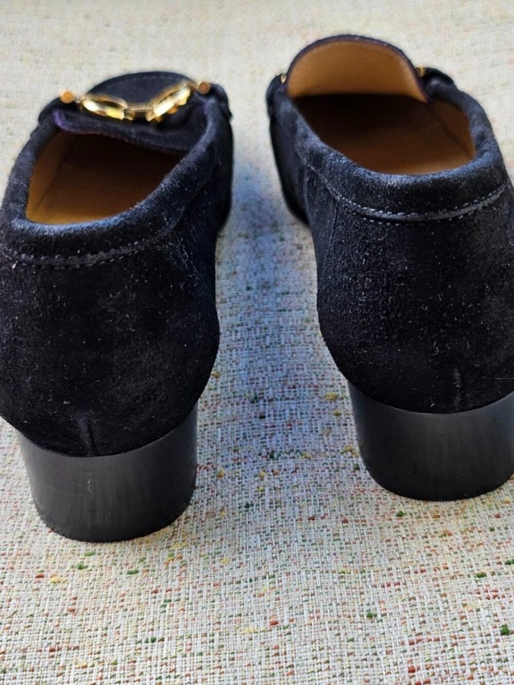 Vintage Salvatore Ferragamo Women Shoes Black Suede Leather Slip On Sz4.5 Italy - Picture 8 of 11